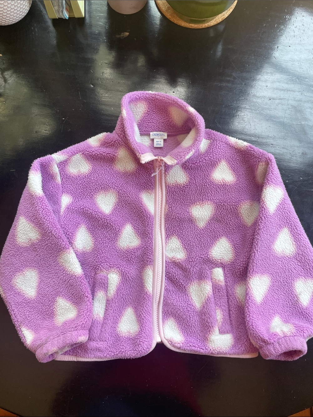 Crewcuts Lavender and White Fuzzy Zip-Up Jacket sz S (6-7)